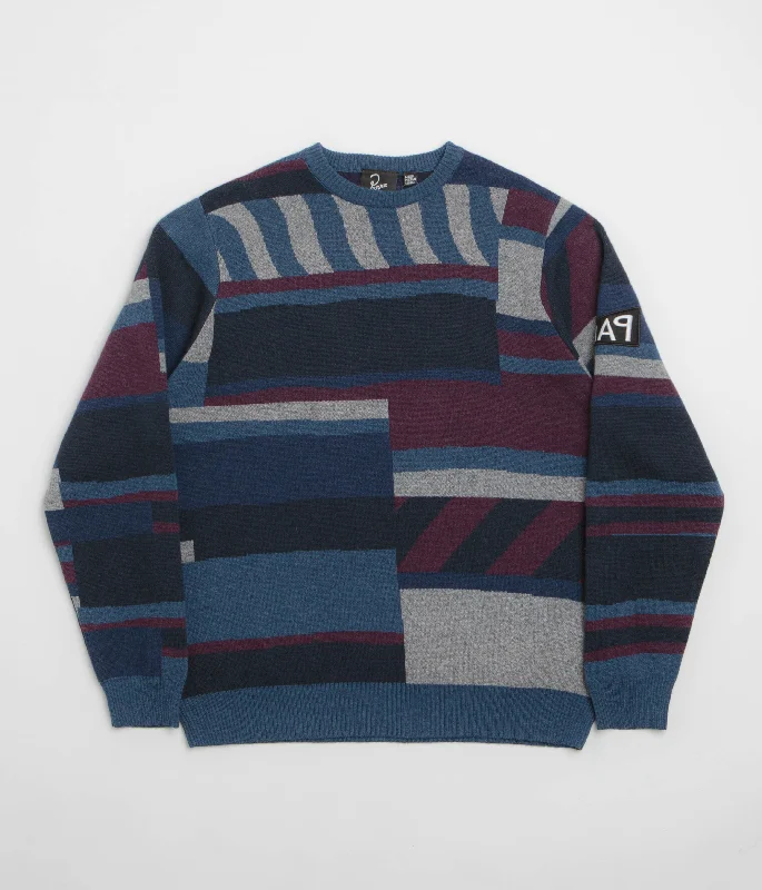 Men’s fashion just got more affordable – shop now!  by Parra Patched Your Work Knitted Sweatshirt - Blue