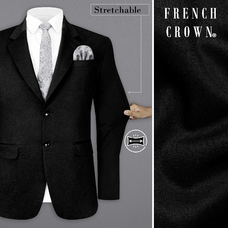 Exclusive clothing deals for customers – Shop today! Jade Black Solid Stretchable Premium Cotton traveler Blazer Exclusive clothing deals for customers – Shop today! Jade Black Solid Stretchable Premium Cotton traveler Blazer