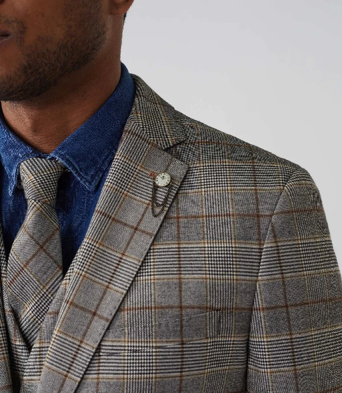 Save on stylish, high-quality clothing for every occasion –  Veste ville à carreaux Prince de Galles beige "Vinyle"
