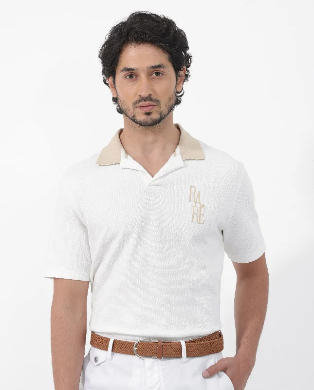 Best deals on men’s clothing – Sale ends soon, shop today!  Rare Rabbit Mens Amber Off White Short Sleeve Relaxed Fit Johnny Collar Polo T-Shirt