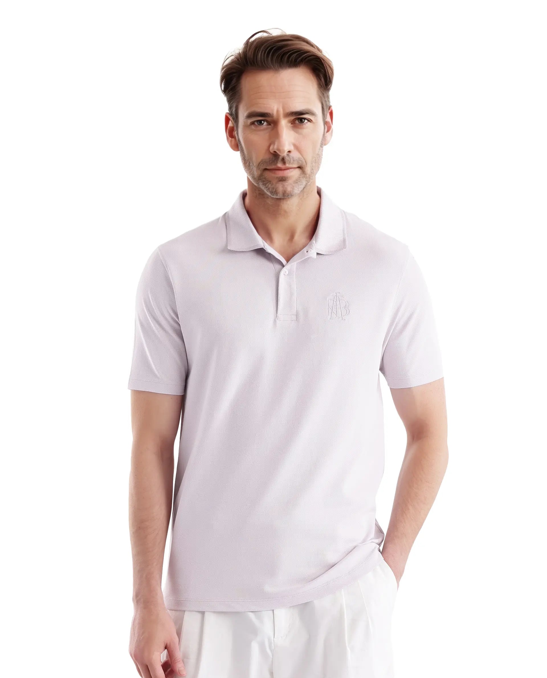 Final clearance: Men’s clothing items up to 70% off!  Rare Rabbit Men Aroe Pastel Purple Short Sleeve Collared Neck Plain Polo
