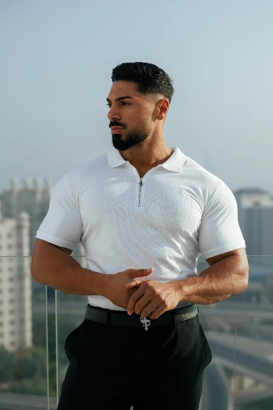 Hurry, the best clothing deals won’t last – Shop now for major savings.  Father Sons Classic White and Silver Zipped Polo Shirt - FSH853
