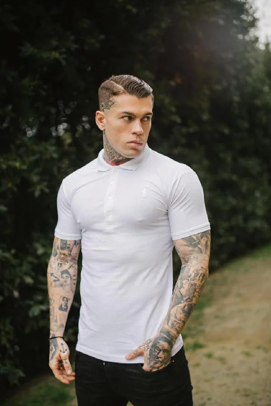 Don’t miss out on men’s fashion sales – shop today and save big!  Father Sons Classic White Polo Shirt with white embroidery - FSH387