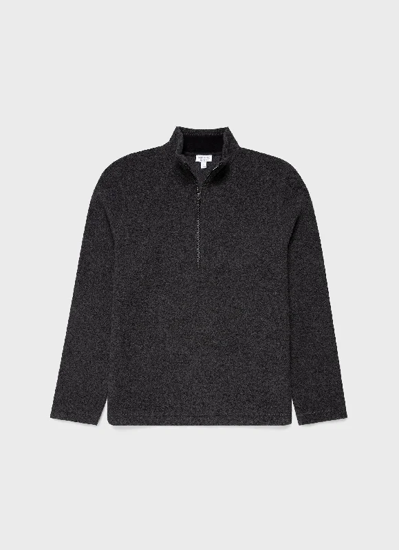 Shop stylish and affordable clothes –   Men's Wool Fleece Zip Neck in Charcoal Melange