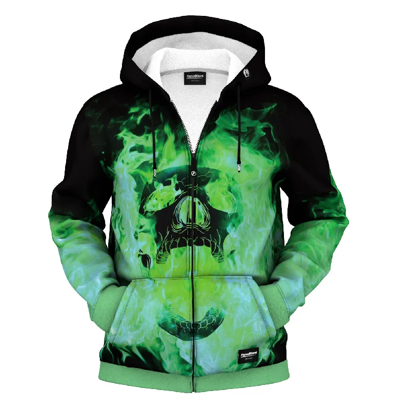 Flash deals on men’s  clothing – Grab yours today!  Burning Skull Zip Up Hoodie