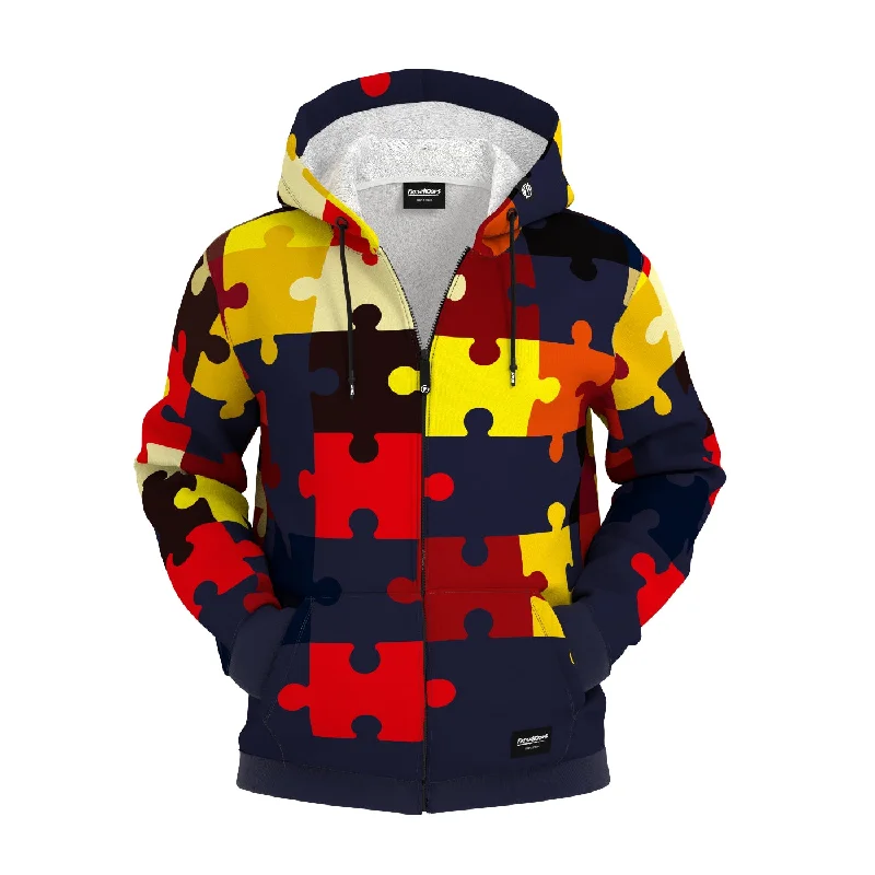 Don’t wait – shop the biggest sale of the season on men’s clothing!  Puzzled Zip Up Hoodie